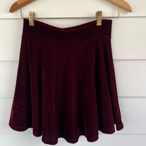 Burgundy Velvet Mini Skirt